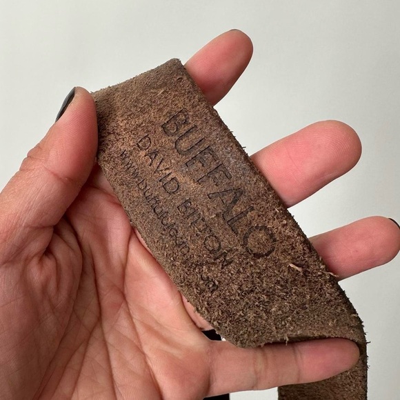 WESTERN BROWN LEATHER METAL BUCKLE BELT By Buffalo David Bitton Cowboy Size/S - Picture 7 of 8